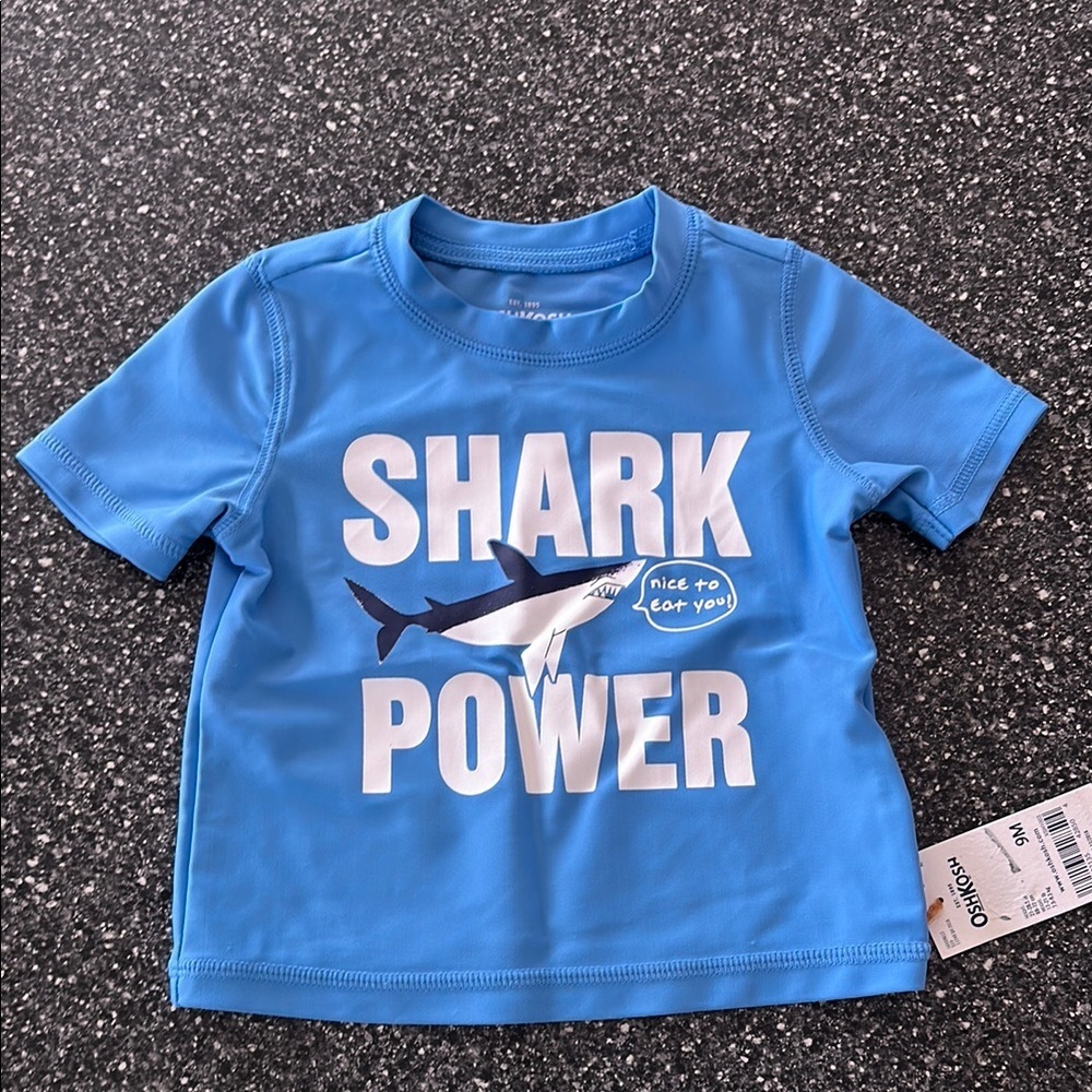 NWT! OshKosh B'gosh Kids Blue Shark Power Swim Shirt